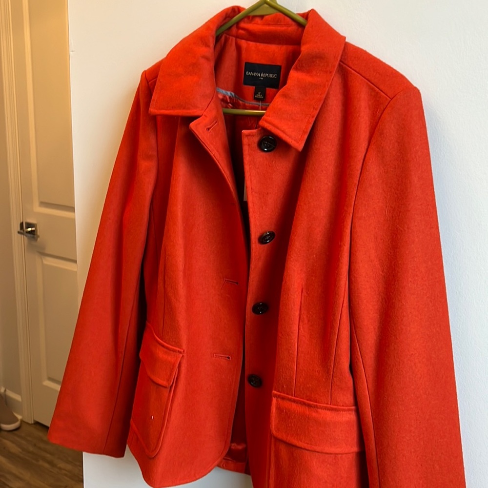 NWT, Banana Republic Factory, pea coat, SZ 12, orange